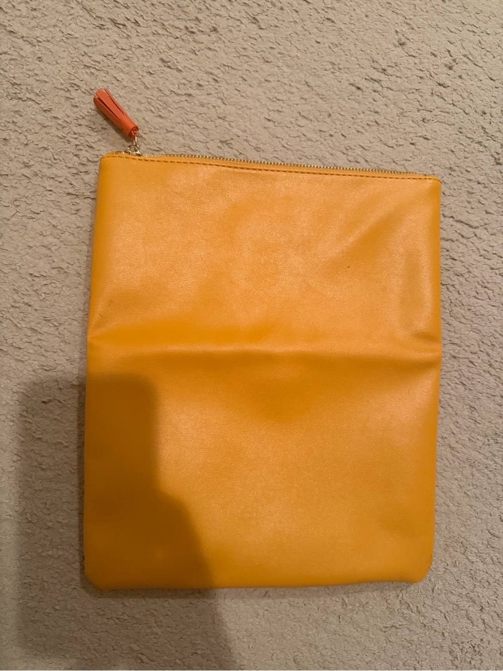 Yellow Leather Zip Pouch